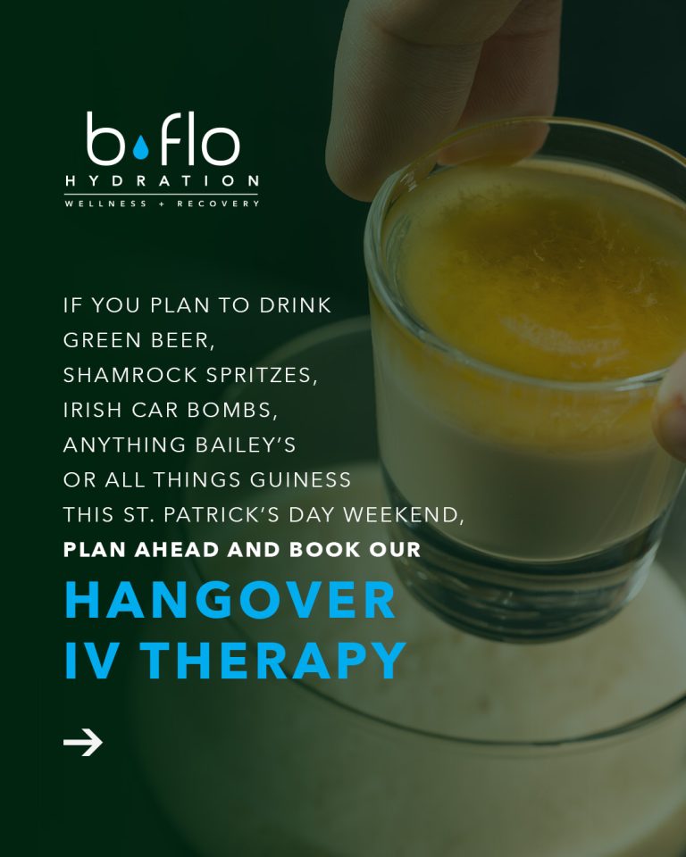 Read more about the article Before the shenanigans begin, plan ahead and book our Hangover IV Therapy. ☘️🍺